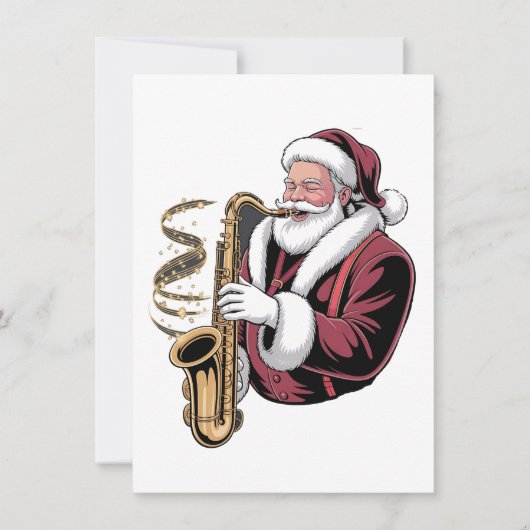 Santa Playing Saxophon Xmas Musiker Saxophonist Einladung (Vorderseite)