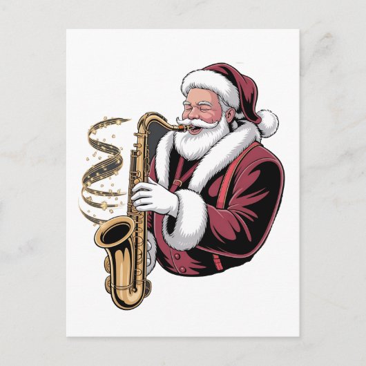 Santa Playing Saxophon Xmas Musiker Saxophonist Einladungspostkarte (Vorderseite)