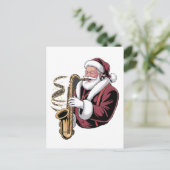 Santa Playing Saxophon Xmas Musiker Saxophonist Einladungspostkarte (Stehend Vorderseite)
