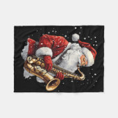 Santa Playing Saxophone Xmas Musician Saxophonist Fleecedecke (Vorderseite (Horizontal))