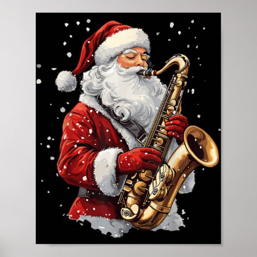 Santa Playing Saxophone Xmas Musician Saxophonist  Poster (Vorne)