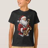 Santa Playing Saxophone Xmas Musician Saxophonist T-Shirt (Vorderseite)