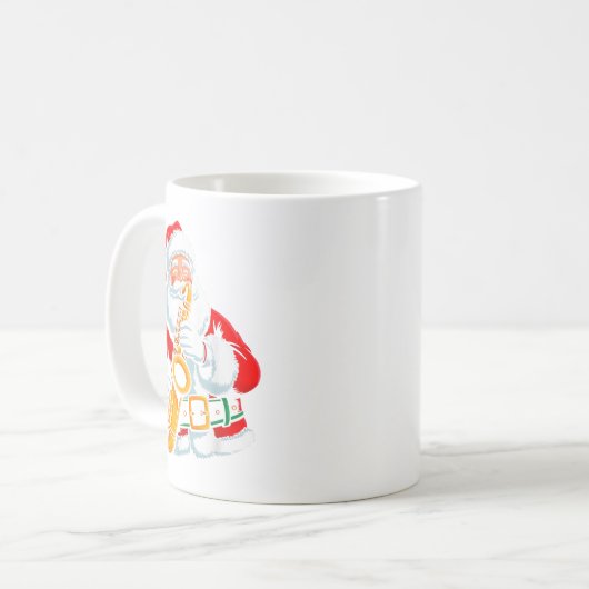 Santa Playing Saxophone Xmas Vibes Funny Christmas Kaffeetasse (Vorderseite Links)