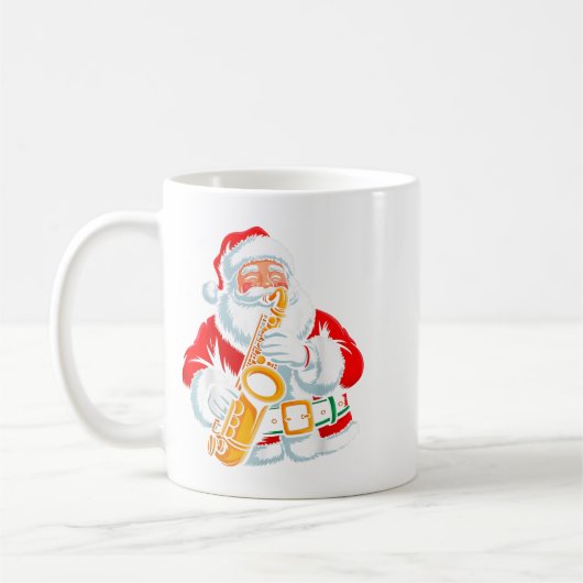 Santa Playing Saxophone Xmas Vibes Funny Christmas Kaffeetasse (Links)