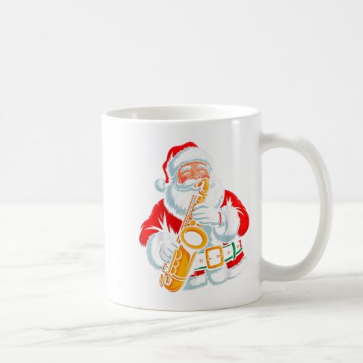 Santa Playing Saxophone Xmas Vibes Funny Christmas Kaffeetasse (Rechts)