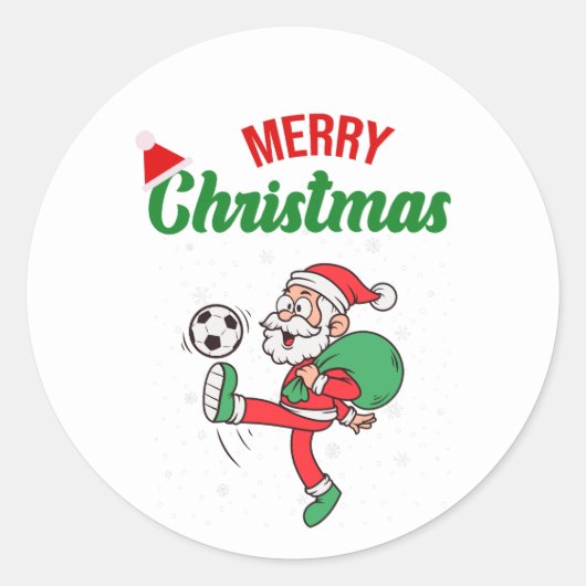 Santa Playing Soccer Cool Runder Aufkleber (Vorderseite)