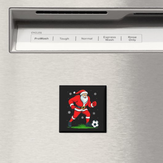 Santa Playing Soccer Xmas Funny Christmas Soccer S Magnet (In Situ (Geschirrspüler))