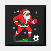 Santa Playing Soccer Xmas Funny Christmas Soccer S Magnet (Vorne)