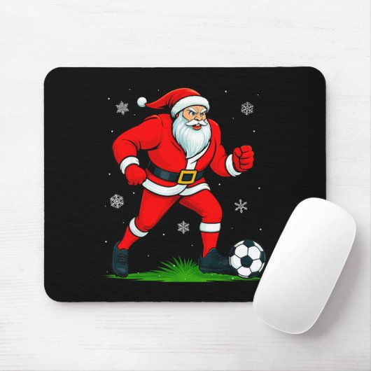 Santa Playing Soccer Xmas Funny Christmas Soccer S Mousepad (Mit Mouse)
