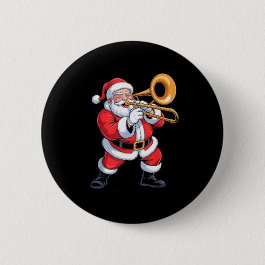 Santa Playing Trombone Funny Holiday Chrismas Xmas Button (Vorderseite)
