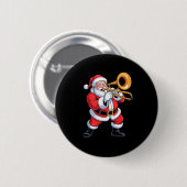 Santa Playing Trombone Funny Holiday Chrismas Xmas Button (Vorne & Hinten)