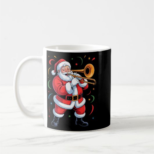 Santa Playing Trombone Funny Holiday Christmas Xma Kaffeetasse (Links)