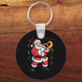 Santa Playing Trombone Funny Holiday Christmas Xma Schlüsselanhänger (Vorderseite)