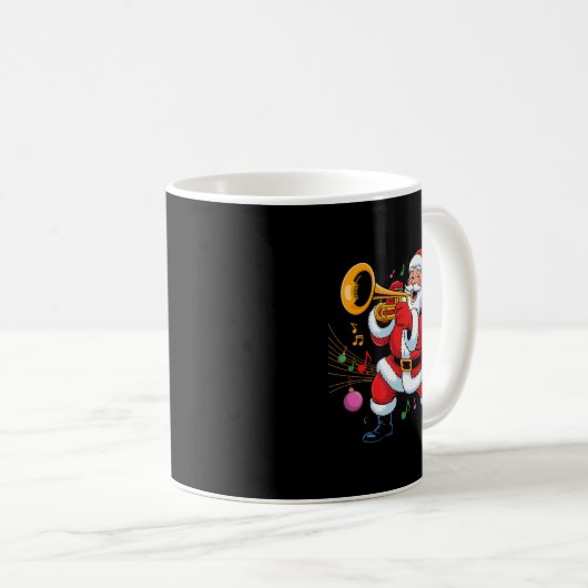 Santa Playing Trumpet Funny Holiday Chrismas Xmas Kaffeetasse (VorderseiteRechts)