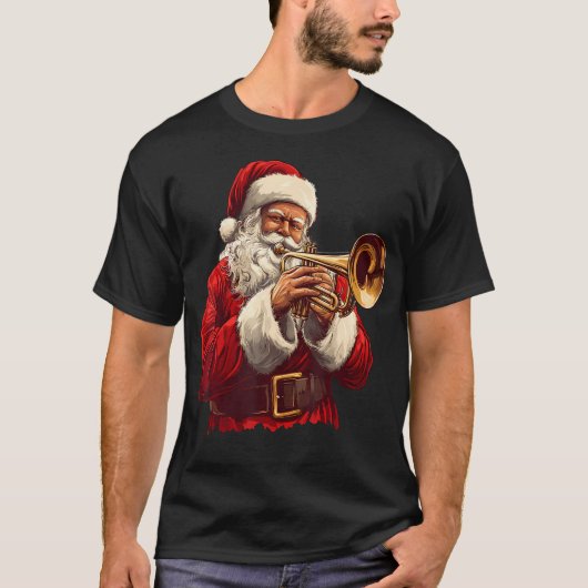 Santa Playing Trumpet Funny Trumpeter Xmas Christm T-Shirt (Vorderseite)