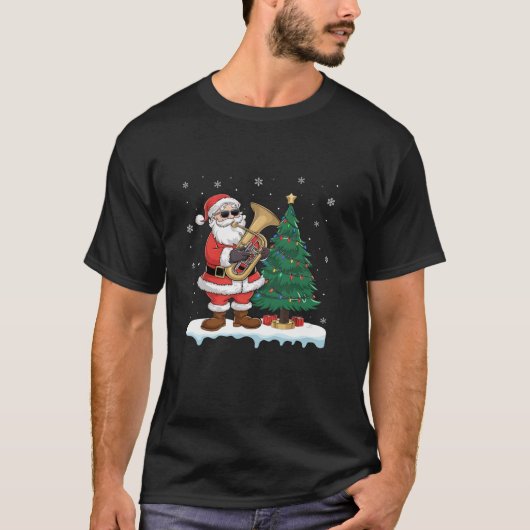 Santa Playing Tuba Boys Girls T-Shirt (Vorderseite)