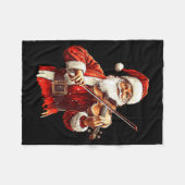 Santa Playing Violin Funny Violin Player Violinist Fleecedecke (Vorderseite (Horizontal))