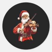 Santa Playing Violin Funny Violin Player Violinist Runder Aufkleber (Vorderseite)