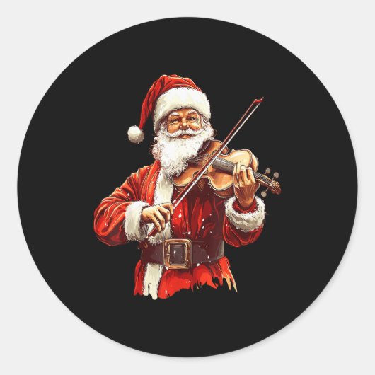 Santa Playing Violin Funny Violin Player Violinist Runder Aufkleber (Vorderseite)