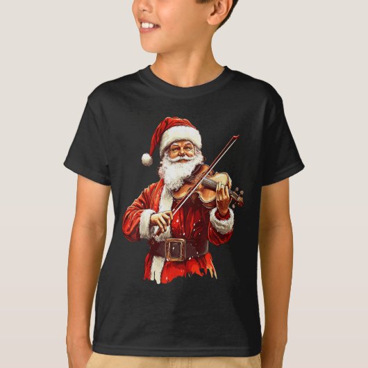 Santa Playing Violin Funny Violin Player Violinist T-Shirt (Vorderseite)