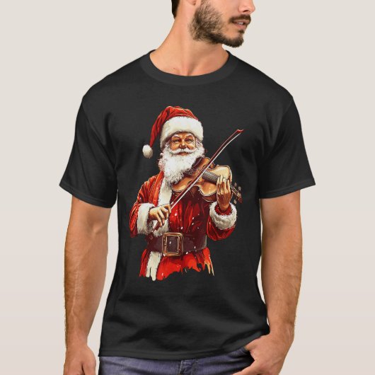 Santa Playing Violin Funny Violin Player Violinist T-Shirt (Vorderseite)