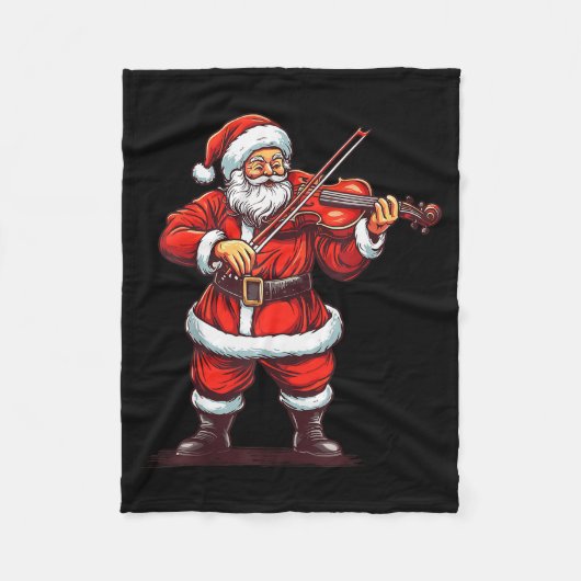 Santa Playing Violin Funny Violinist Violin Player Fleecedecke (Vorderseite)