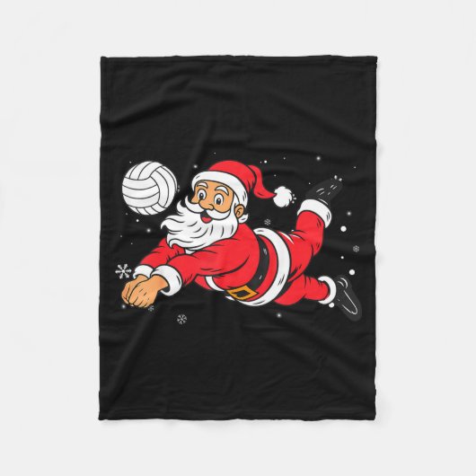 Santa Playing Volleyball Christmas Pajama Cool Srt Fleecedecke (Vorderseite)
