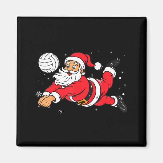Santa Playing Volleyball Christmas Pajama Cool Srt Magnet (Vorne)
