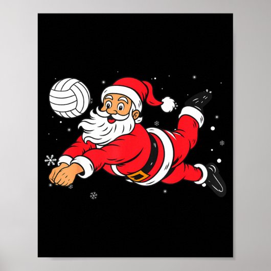 Santa Playing Volleyball Christmas Pajama Cool Srt Poster (Vorne)