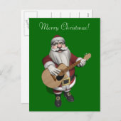 Santa Plays Accoustic Gitar Feiertagspostkarte (Vorne/Hinten)