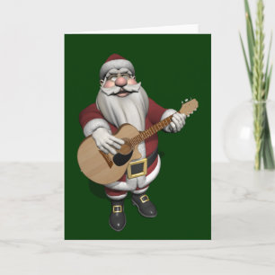 Santa Plays Accoustic Guitar Feiertagskarte