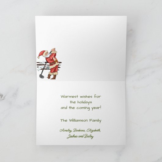 Santa Plays Golf - Frönen Sie Ihre Weihnachten Karte (Innenseite)