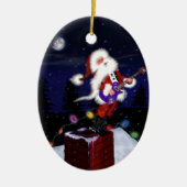 Santa Plays Guitar Keramikornament (Vorne)