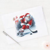 Santa Plays Hockey Spreading Chef Quadratischer Aufkleber (Umschlag)