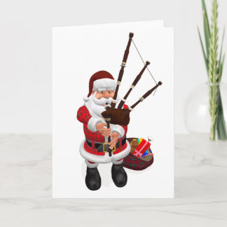 Santa Plays Scottish Great Highland Bagpipe Feiertagskarte