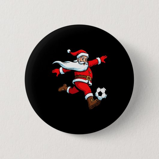 Santa Plays Soccer Christmas Srts Women Men Kids L Button (Vorderseite)