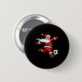 Santa Plays Soccer Christmas Srts Women Men Kids L Button (Vorne & Hinten)