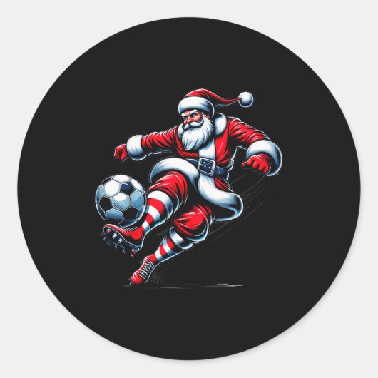 Santa Plays Soccer Christmas Srts Women Men Kids Runder Aufkleber (Vorderseite)