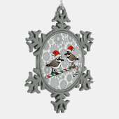 Santa Plovers Schneeflocken Zinn-Ornament (Links)
