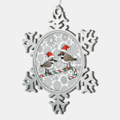Santa Plovers Schneeflocken Zinn-Ornament (Rechts)