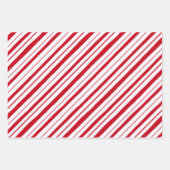 Santa Poinsettia Peppermint Strip Retro Weihnachte Geschenkpapier Set (Vorderseite 3)
