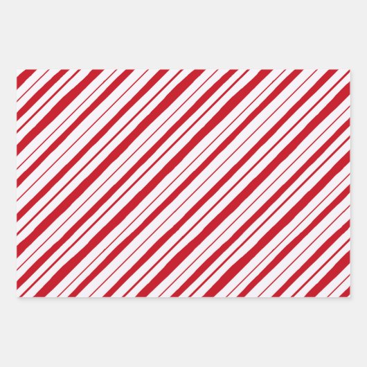 Santa Poinsettia Peppermint Strip Retro Weihnachte Geschenkpapier Set (Vorderseite 3)