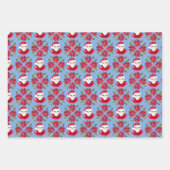 Santa Poinsettia Peppermint Strip Retro Weihnachte Geschenkpapier Set (Vorderseite)