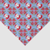 Santa Poinsettia Traditionelles blaues Weihnachtsf Seidenpapier (Ausschnitt)