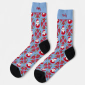 Santa Poinsettia Traditionelles blaues Weihnachtsf Socken (Linkes Detail)