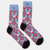 Santa Poinsettia Traditionelles blaues Weihnachtsf Socken (Rechts)