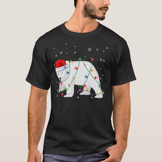 Santa Polar Bär Weihnachtsbaum Lichter Bären Liebh T-Shirt (Vorderseite)
