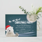 Santa Polar Bear | Beary Christmas Santa Sleigh Einladung (Stehend Vorderseite)