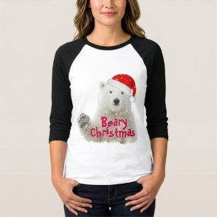Santa Polar Bear Beary Christmas T - Shirt