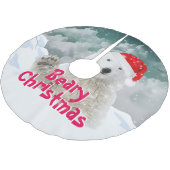 Santa Polar Bear | Beary Christmas Tree Skirt Polyester Weihnachtsbaumdecke (Schrägansicht)